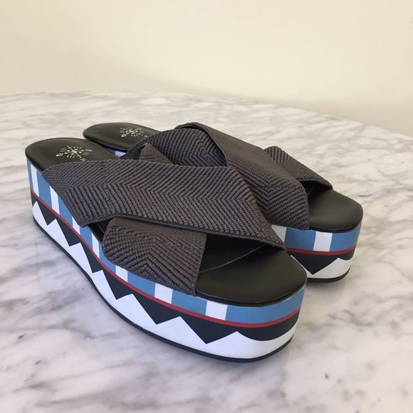 Free People Patterned Geometric Platform Slides - Picture 2 of 8